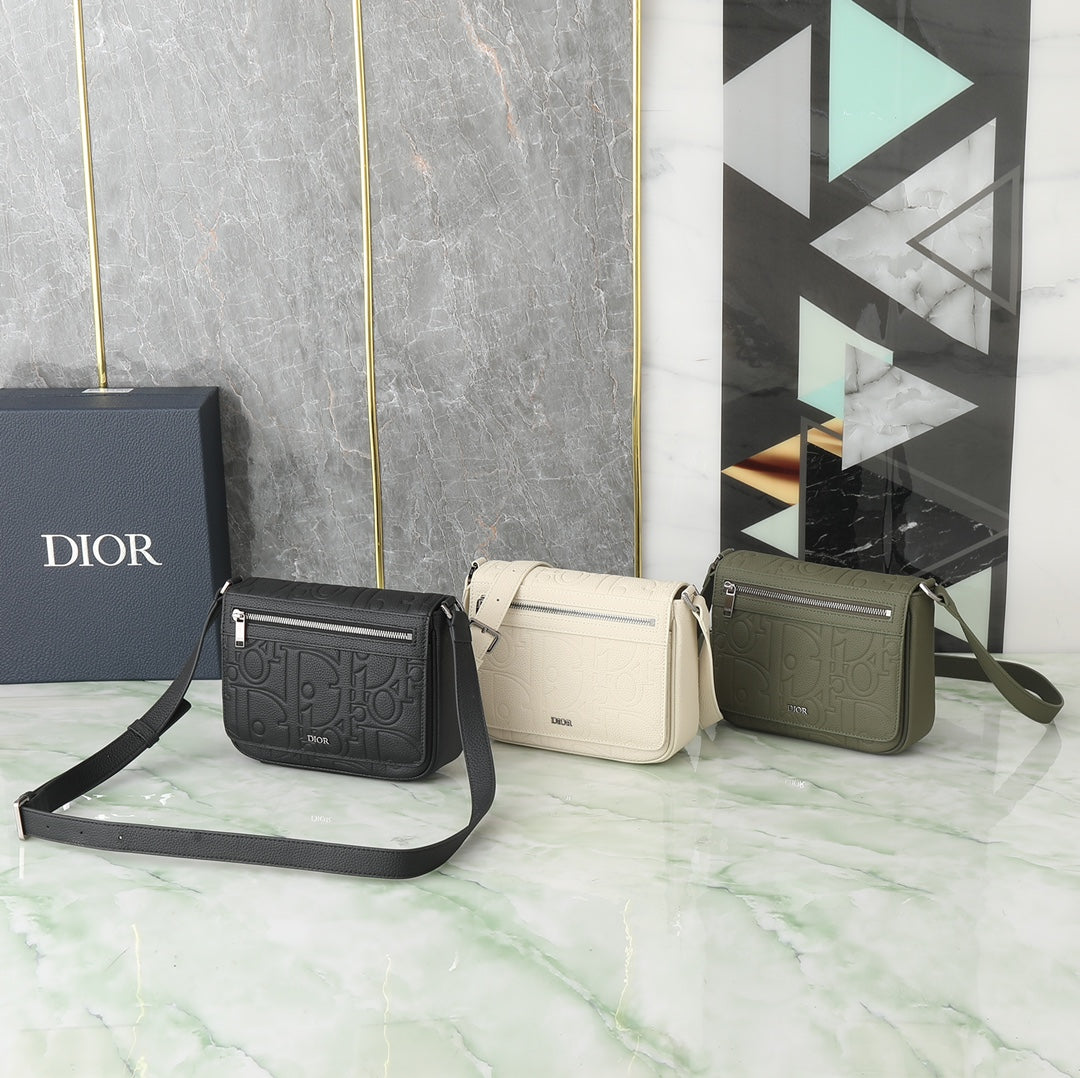 Dior Safari Messenger Bag in Grained Calfskin with Embossed Pattern