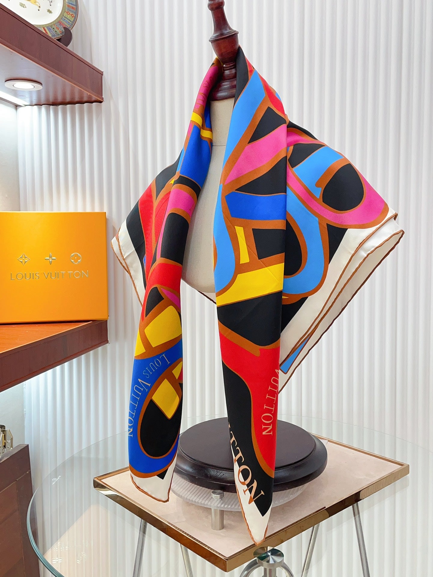 Louis Vuitton Multicolor Silk Square Scarf - Abstract Geometric Print Luxury Women's Fashion Accessory