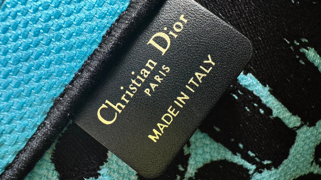Christian Dior Miss Dior Graffiti Book Tote - Small Yellow & Black Canvas Handbag