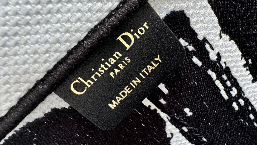 Miss Dior Large Canvas Tote Bag - White & Black Graphic Print Handbag