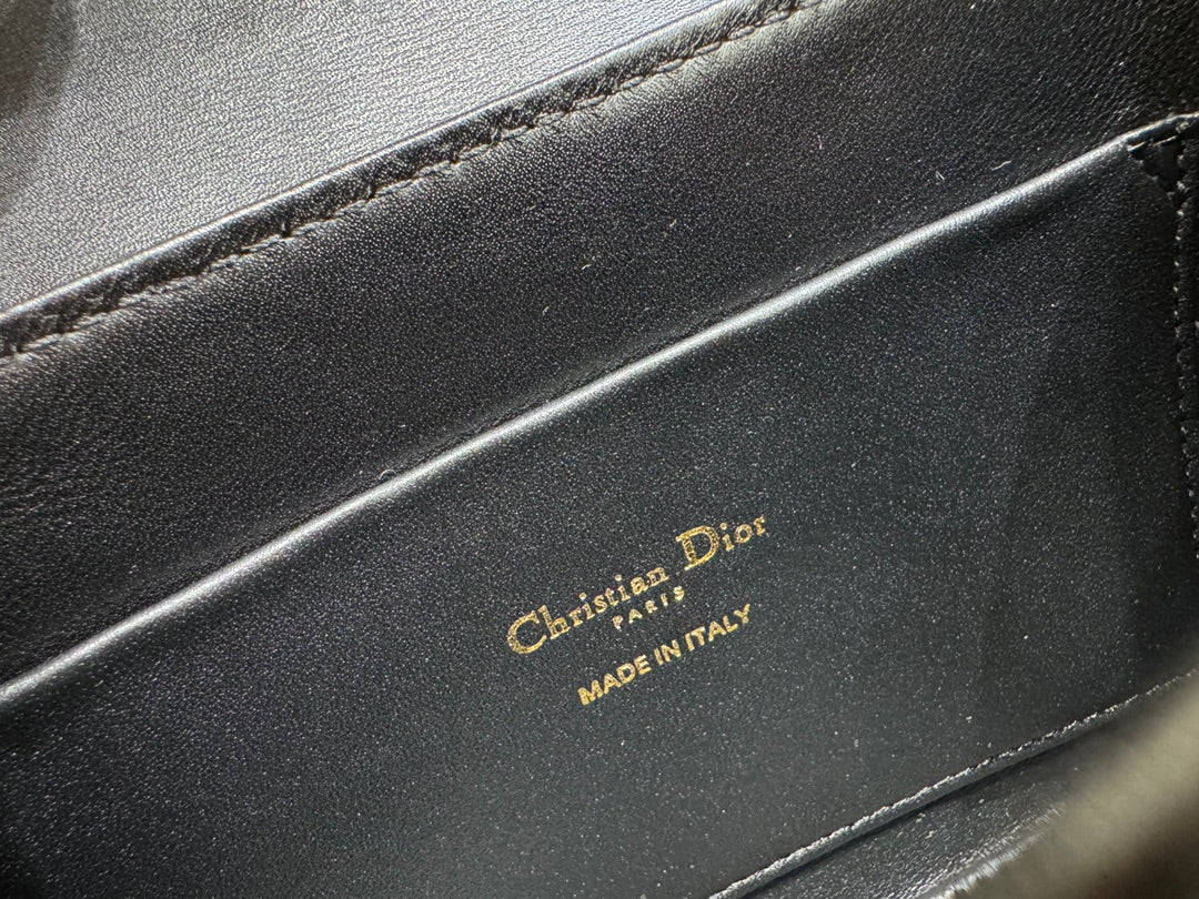 Christian Dior Small Bobby Bag in Black Box Calfskin with Gold Hardware