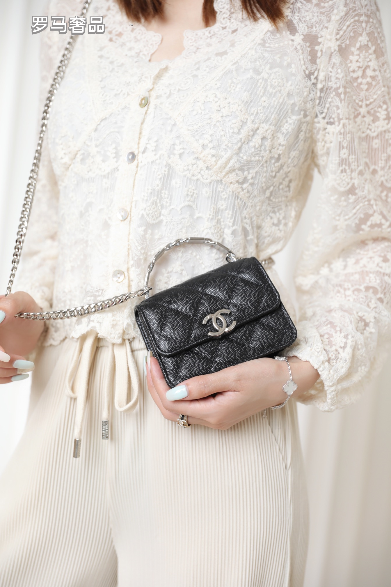 Chanel Mini Flap Bag with Top Handle Pink Quilted Lambskin
