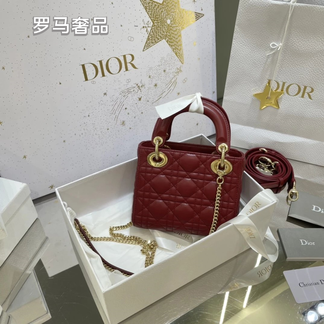 Christian Dior Lady Dior Mini Bag White Cannage Lambskin with Silver-Tone Hardware