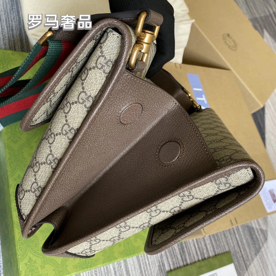 Gucci Neo Vintage GG Supreme Messenger Bag - Brown Canvas & Leather