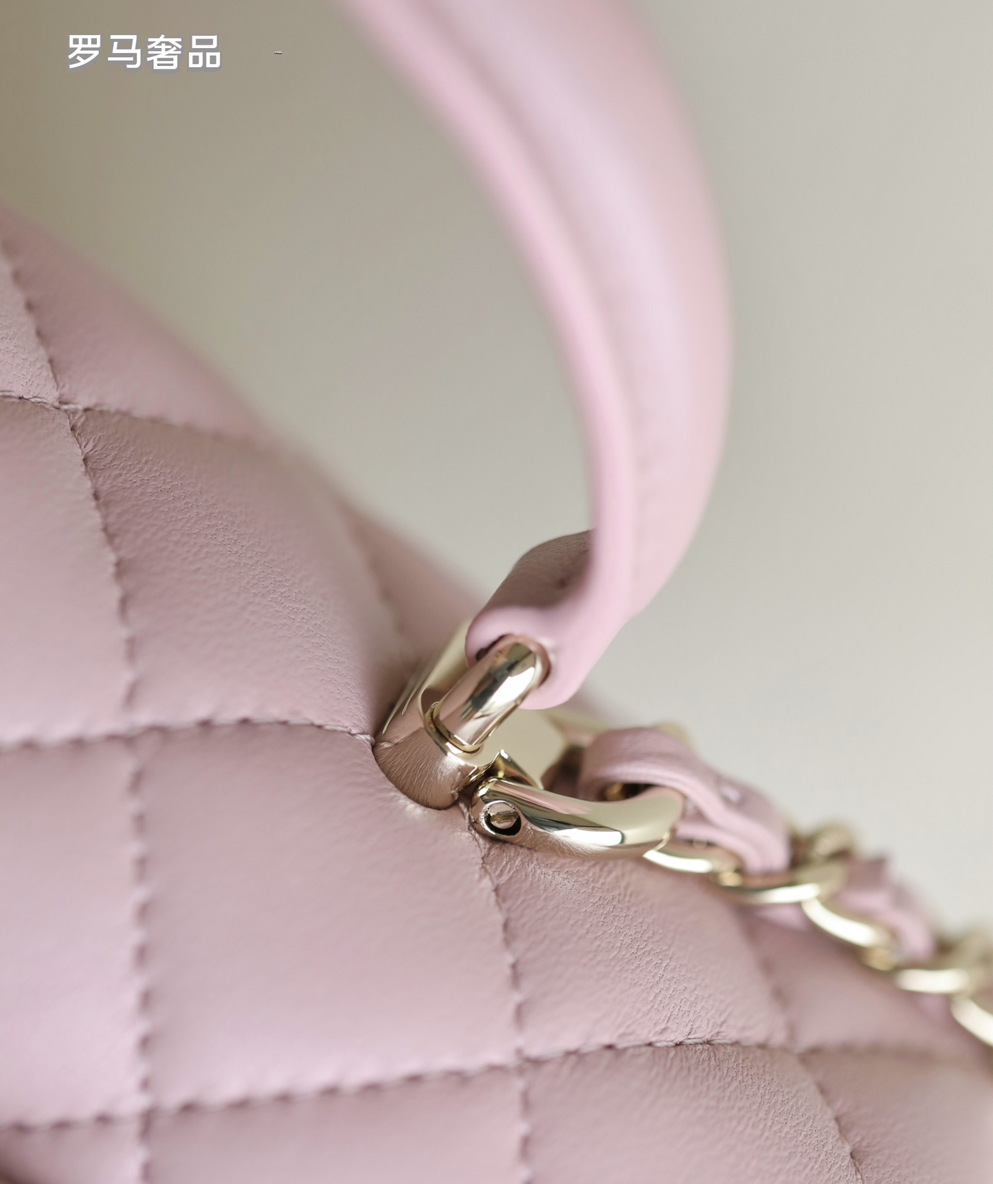 Chanel Mini Top Handle Flap Bag - Light Pink Quilted Lambskin Leather