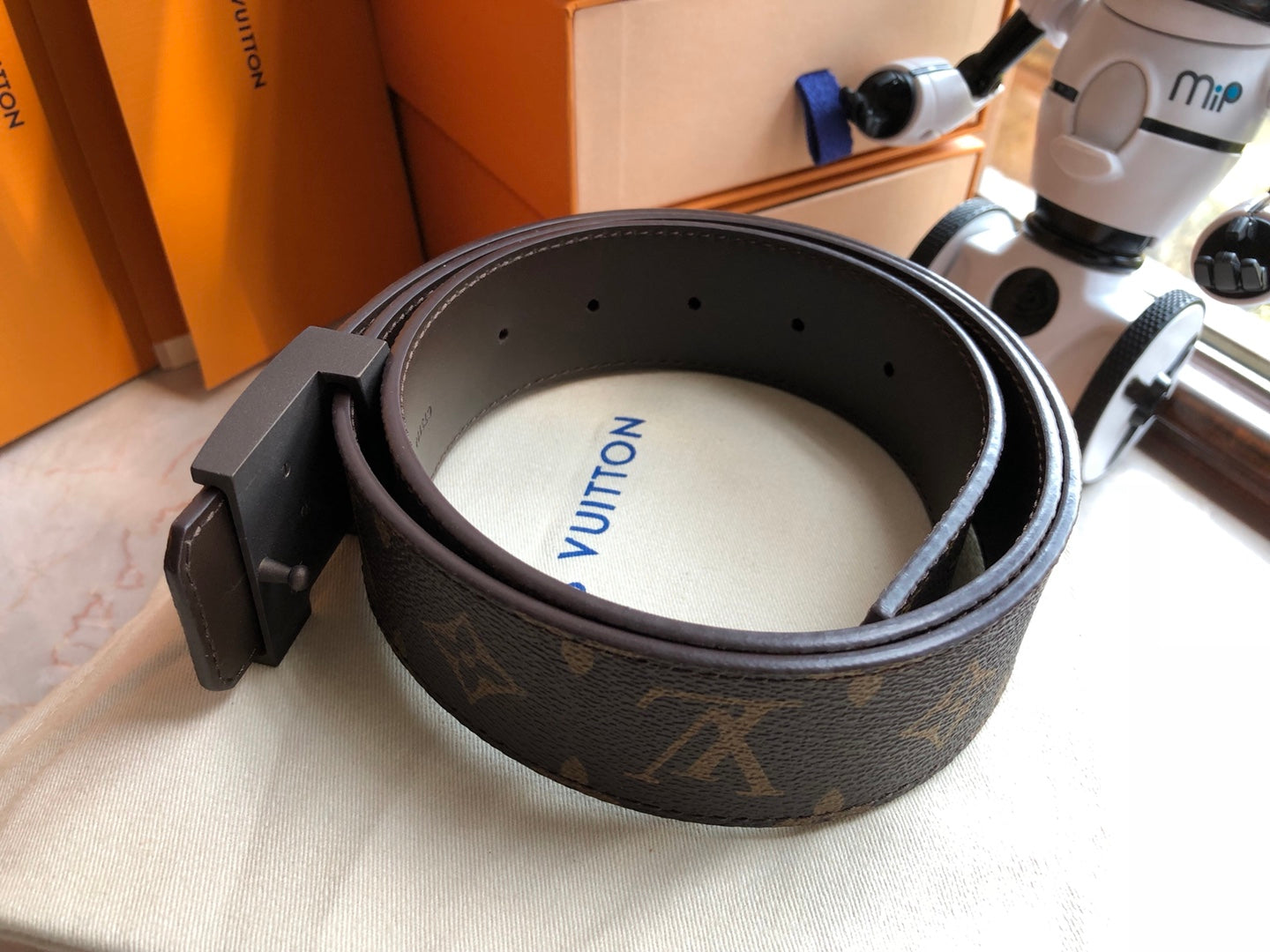 Louis Vuitton Men's LV Initiales 40mm Reversible Belt, Monogram Canvas and Black Leather