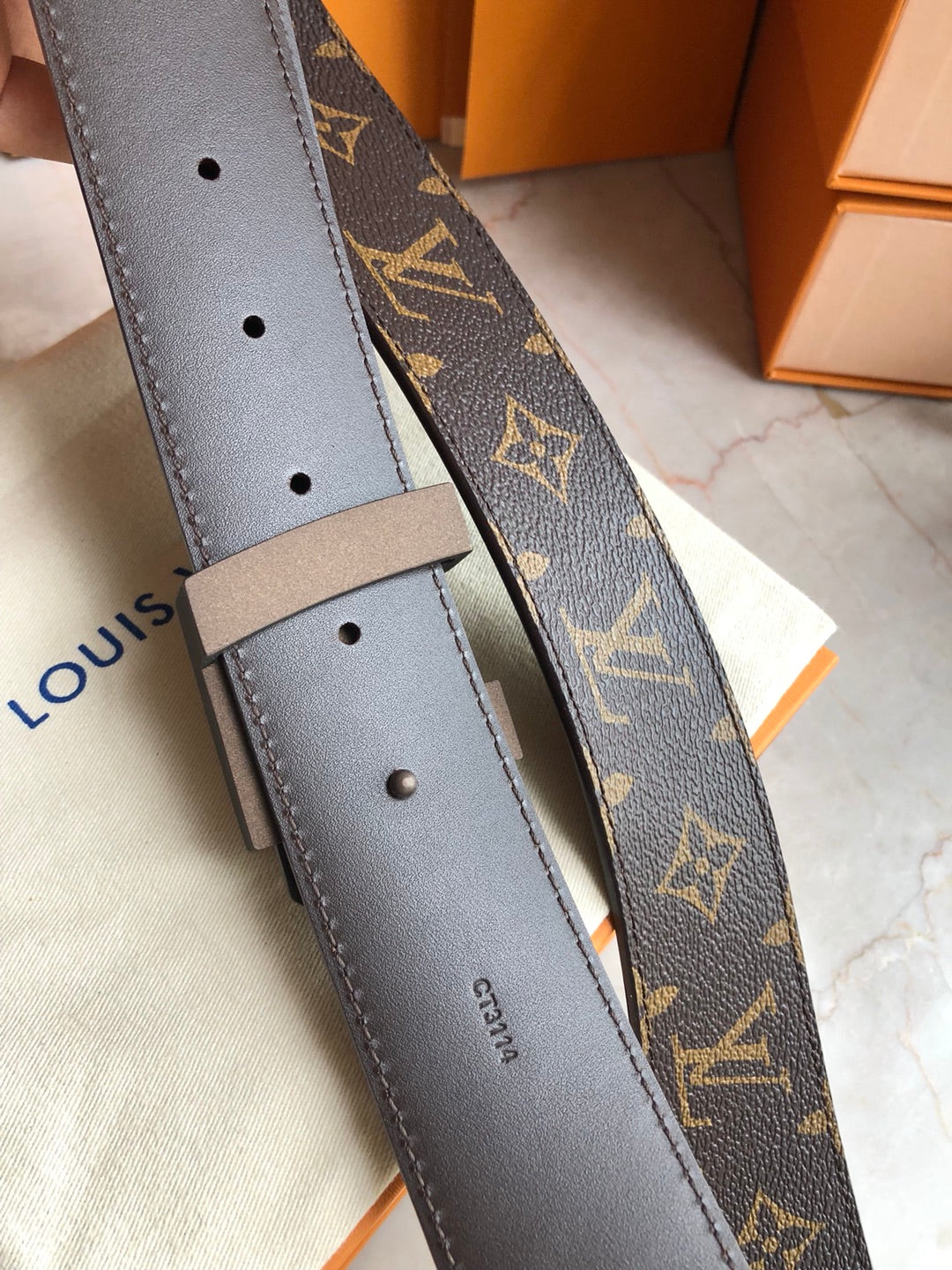 Louis Vuitton Men's LV Initiales 40mm Reversible Belt, Monogram Canvas and Black Leather