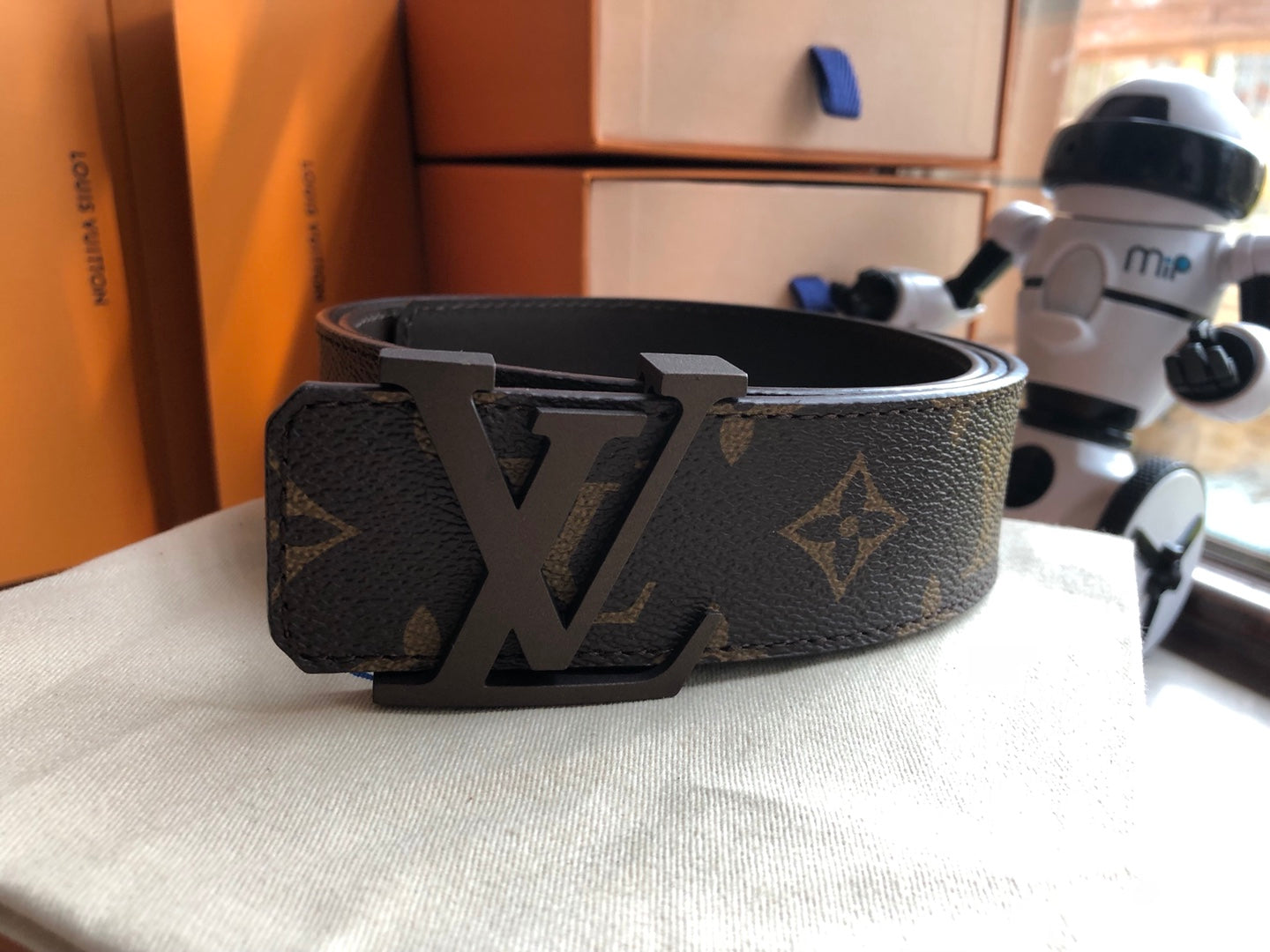 Louis Vuitton Men's LV Initiales 40mm Reversible Belt, Monogram Canvas and Black Leather