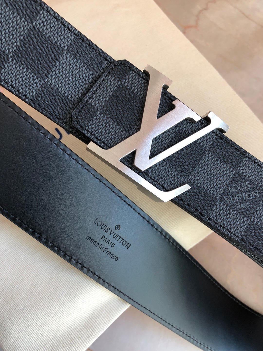 Louis Vuitton Men's LV Initiales 40mm Belt - Damier Graphite Canvas with Silver-Tone Buckle