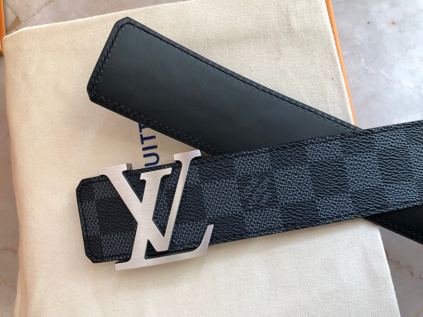 Louis Vuitton Men's LV Initiales 40mm Belt - Damier Graphite Canvas with Silver-Tone Buckle