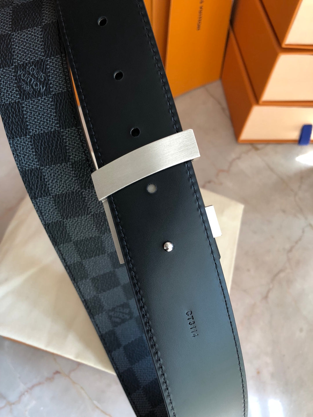 Louis Vuitton Men's LV Initiales 40mm Belt - Damier Graphite Canvas with Silver-Tone Buckle