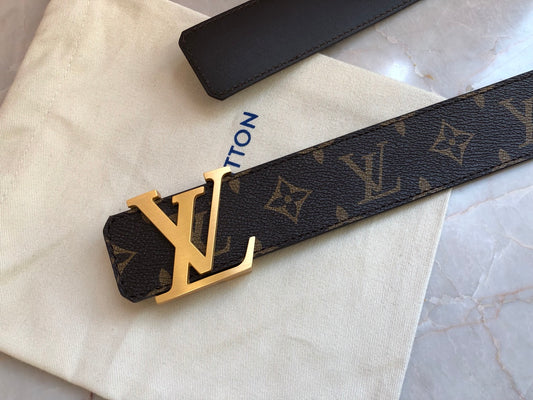 Louis Vuitton LV Initiales Belt in Monogram Canvas with Gold-Tone Buckle