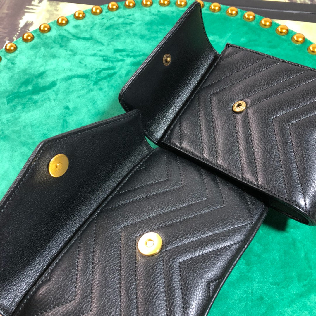 Gucci GG Marmont Matelassé Multi-Pouch Belt Bag in Black Leather