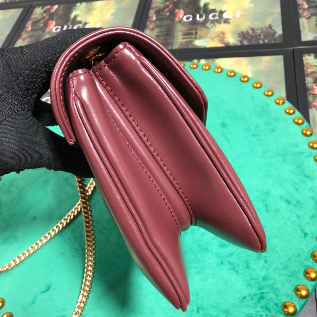 Gucci Rajah Medium Burgundy Leather Shoulder Bag with Tiger Head