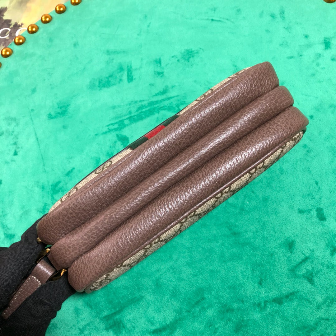 Gucci Retro Monogram Canvas Mini Crossbody Bag with Web Stripe Detail