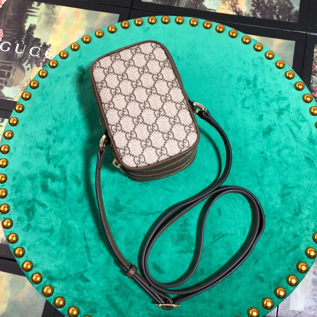Gucci Ophidia GG Supreme Mini Bag - Beige/Ebony Canvas with Web Stripe