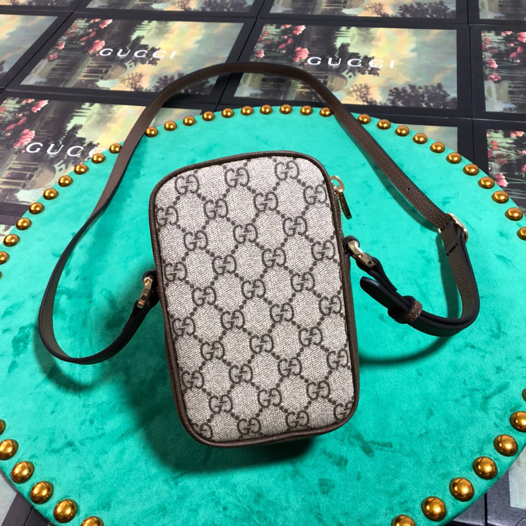 Gucci Ophidia GG Supreme Mini Bag - Beige/Ebony Canvas with Web Stripe