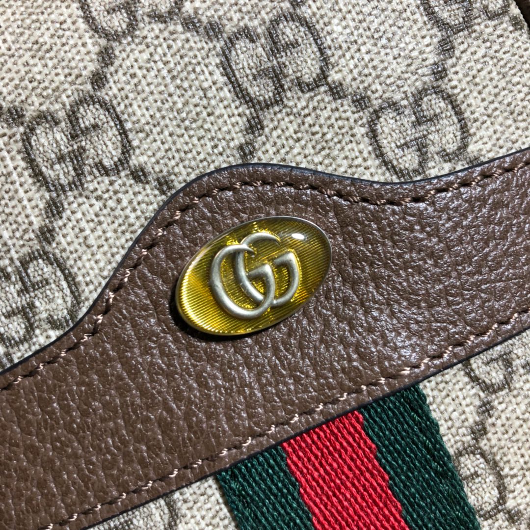 Gucci Ophidia GG Supreme Mini Bag - Beige/Ebony Canvas with Web Stripe