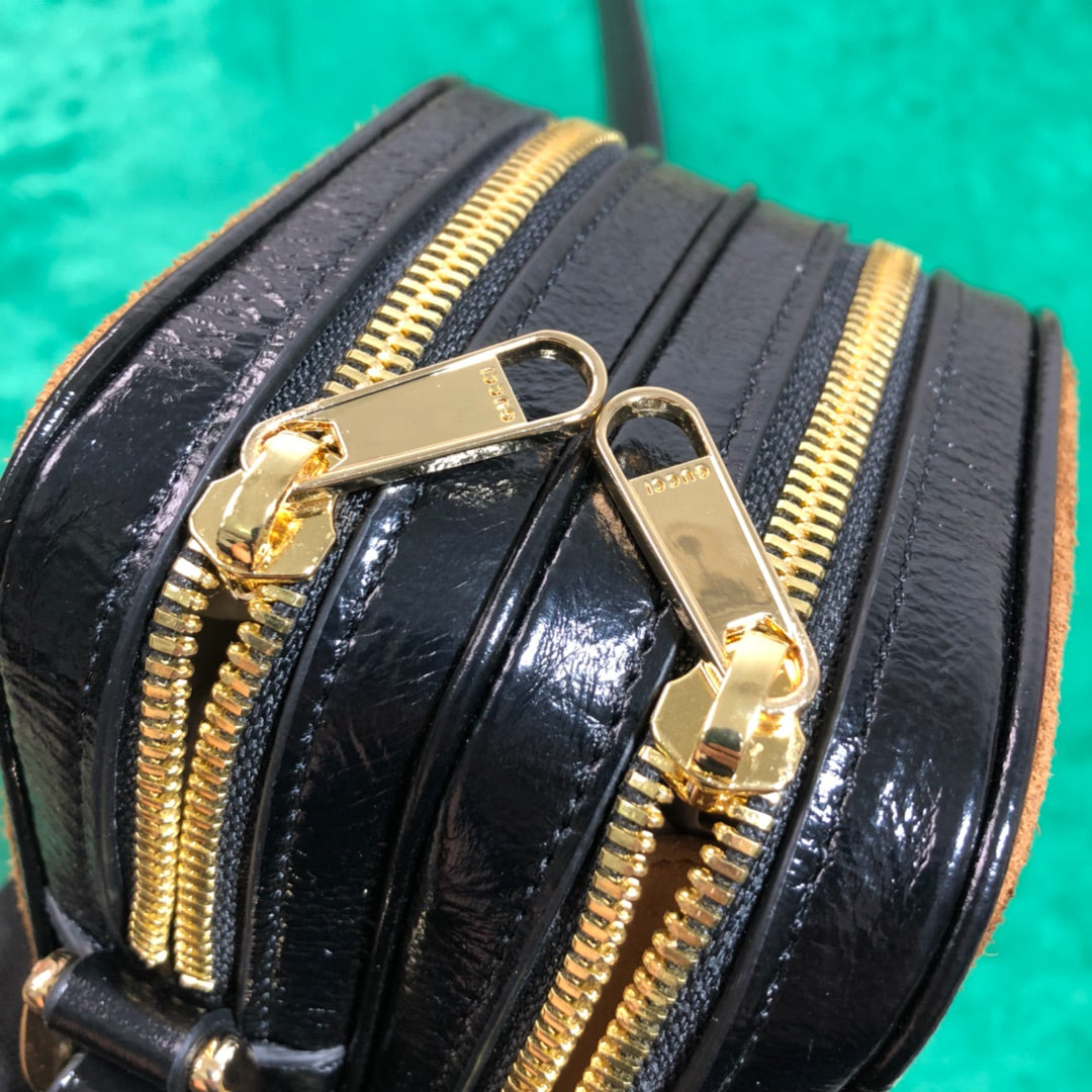Luxury Brown Suede Mini Crossbody Bag with Web Stripe and GG Detail