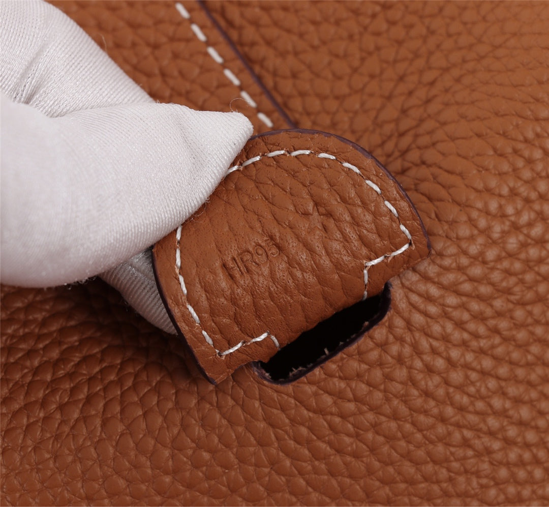 Luxury Brown Leather Messenger Bag - Classic Crossbody with Perforated H Logo