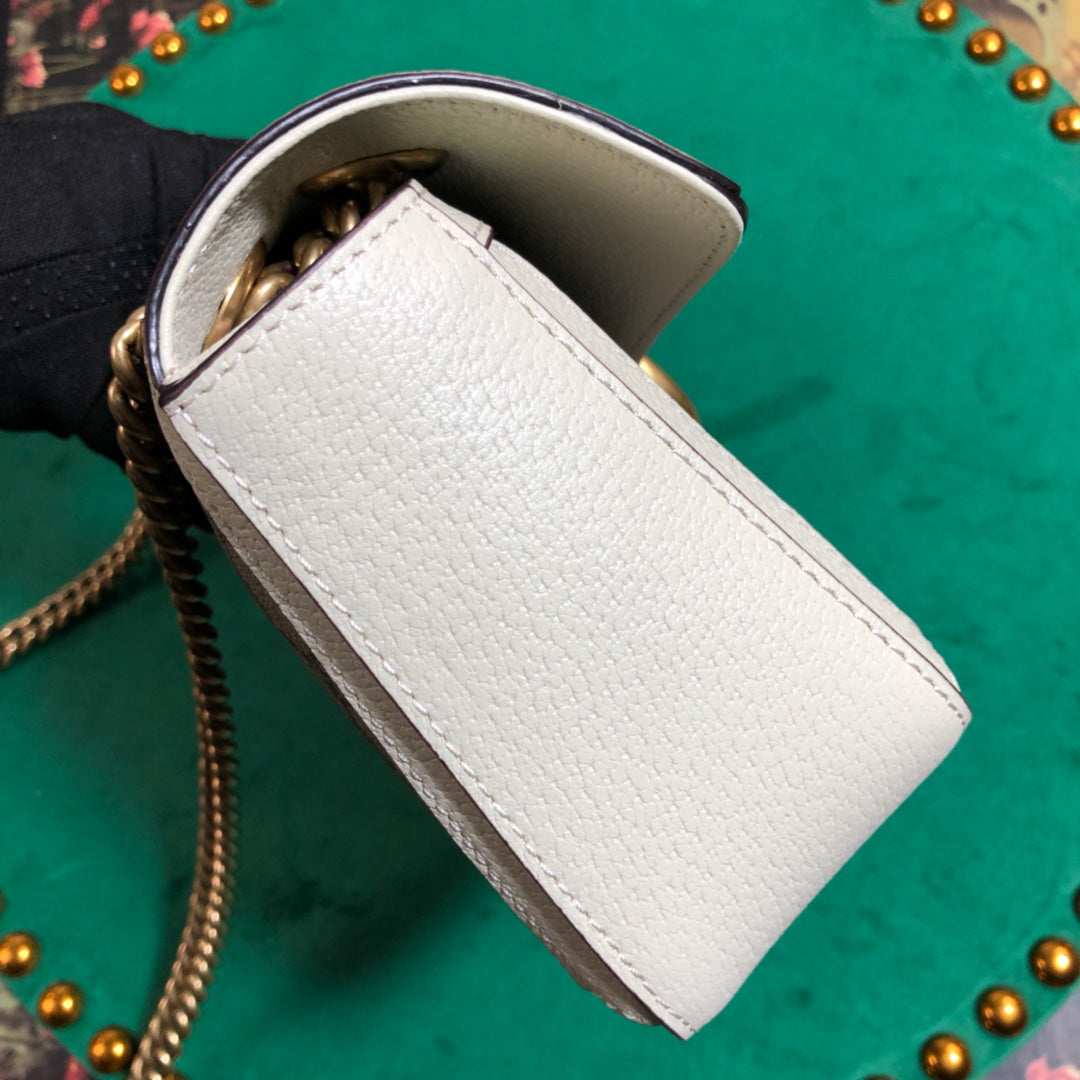 Gucci Elegant Monogram Flap Shoulder Bag with White Leather Trim