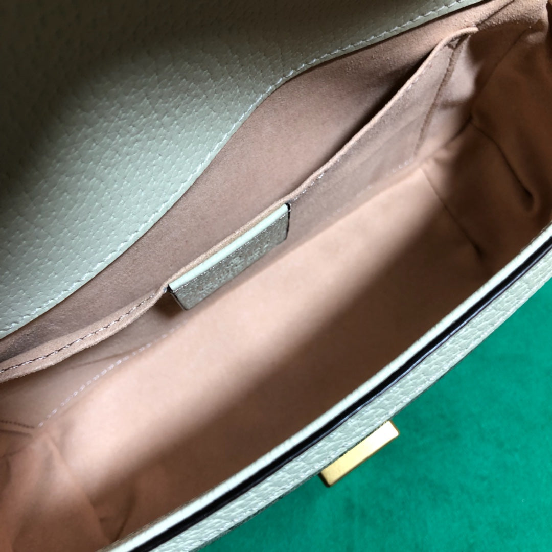 Gucci GG Marmont Small Shoulder Bag - GG Supreme Canvas with White Leather Trim