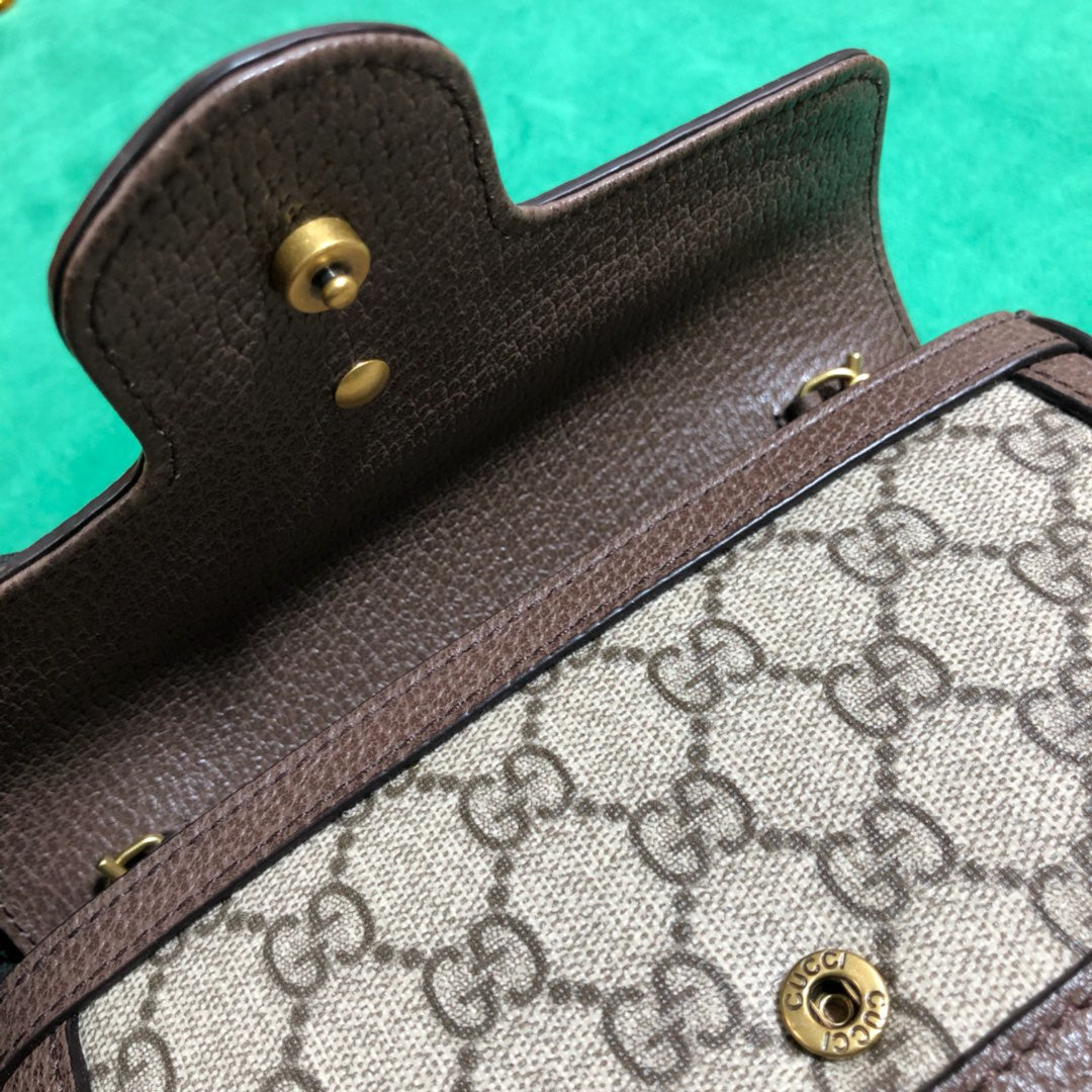 Gucci GG Marmont GG Supreme Mini Bag with Chain - Beige/Ebony