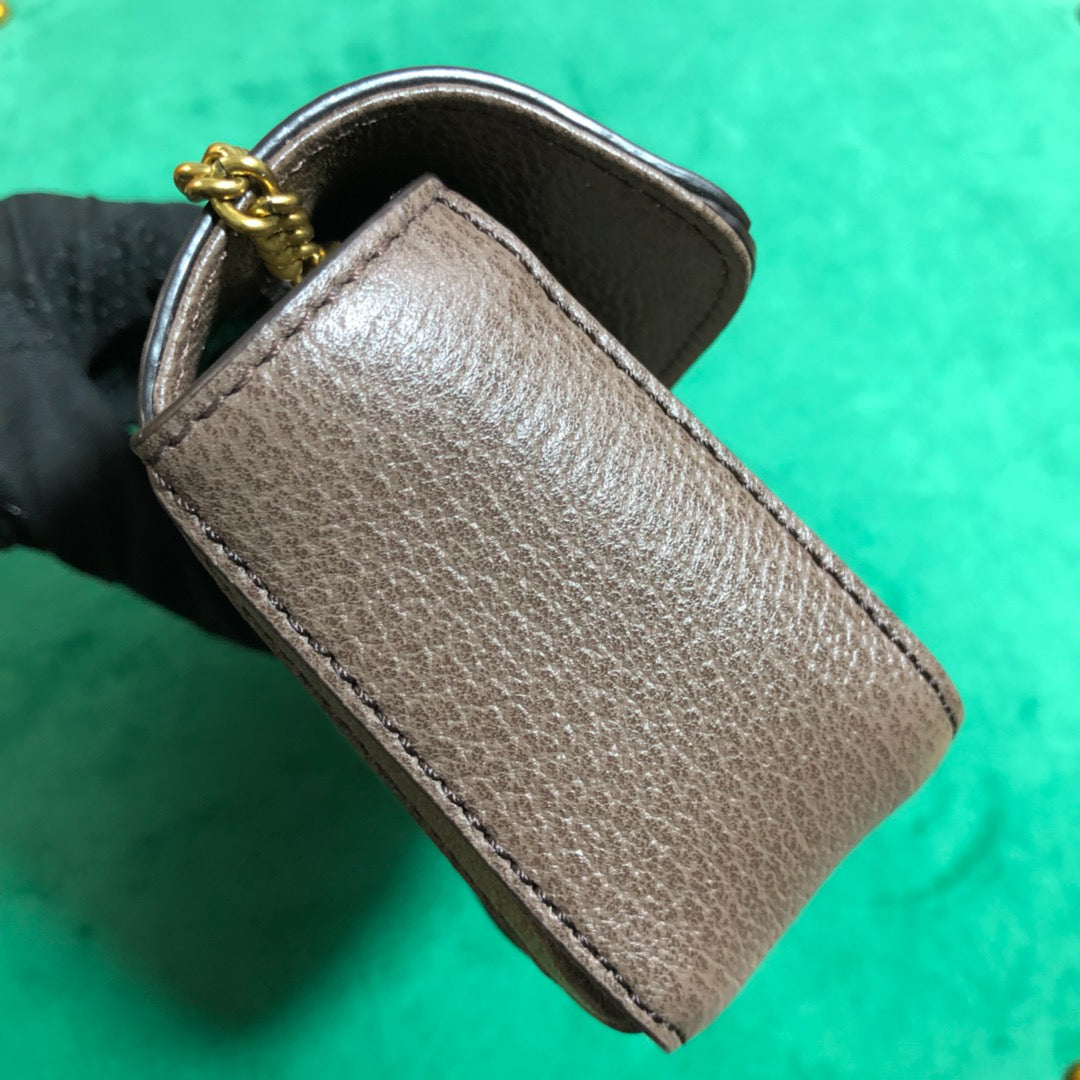 Gucci GG Marmont GG Supreme Mini Bag with Chain - Beige/Ebony