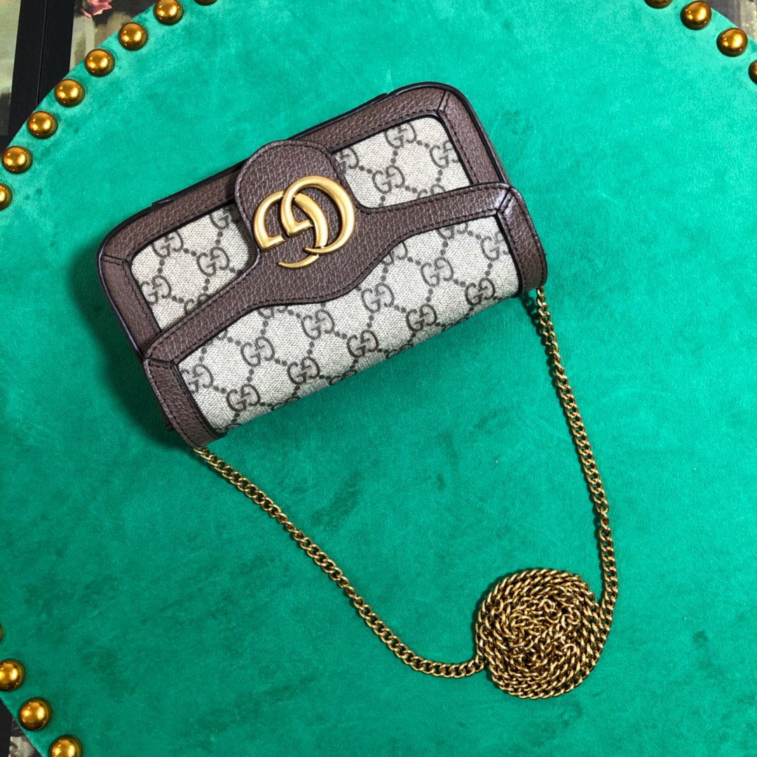Gucci GG Marmont GG Supreme Mini Bag with Chain - Beige/Ebony