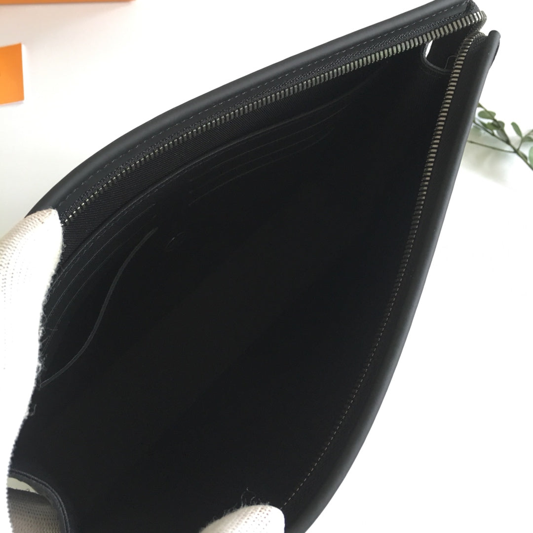 Louis Vuitton Monogram Eclipse Pochette Voyage MM Clutch Bag - Black/Grey
