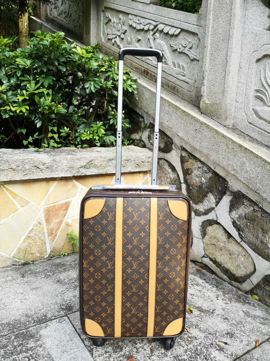 Vintage Brown Monogram 2-Piece Travel Luggage and Suitcase Set