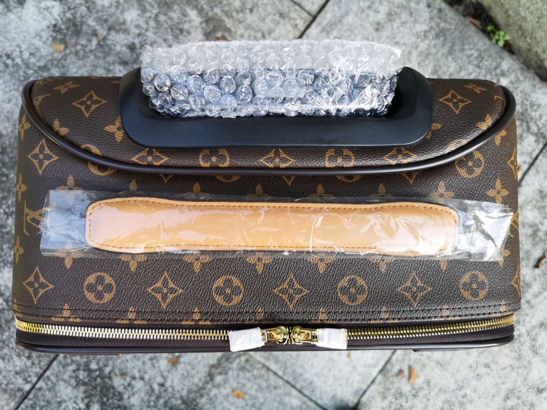 Vintage Brown Monogram 2-Piece Travel Luggage and Suitcase Set