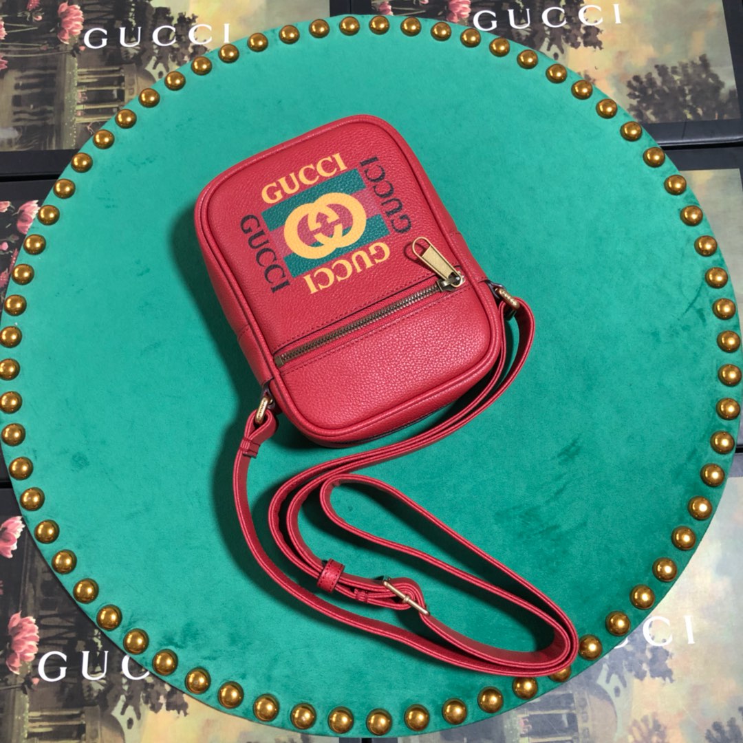 Gucci Red Vintage Logo Leather Small Shoulder Crossbody Bag