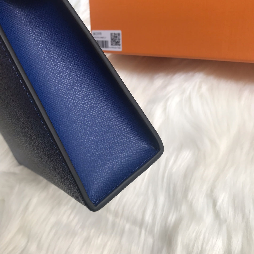 Louis Vuitton Pochette Voyage MM Monogram Shadow Navy Blue Men's Clutch Bag
