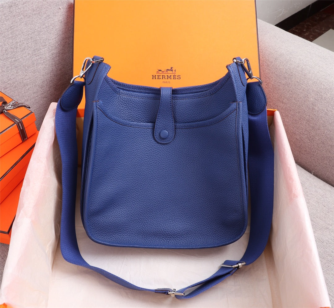 Hermès Evelyne III PM Blue Taurillon Clemence Leather Shoulder Bag