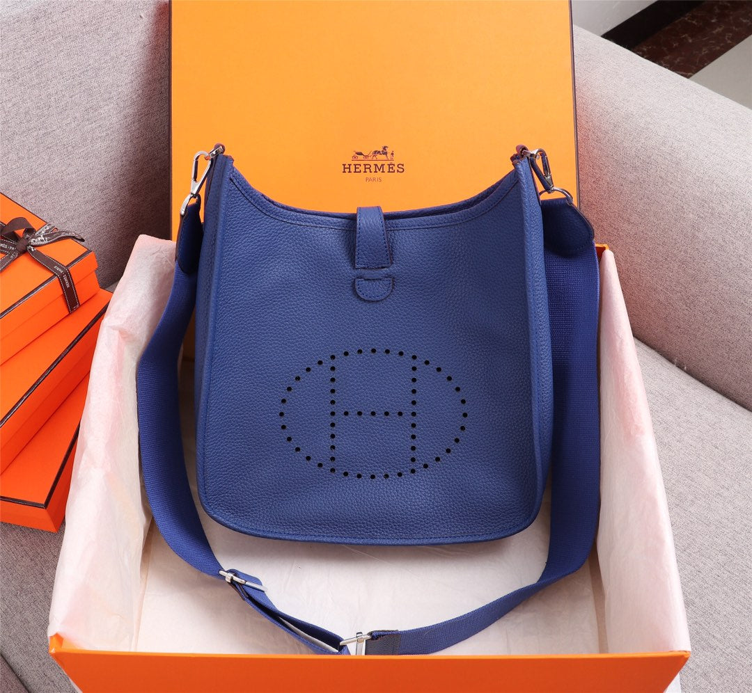 Hermès Evelyne III PM Blue Taurillon Clemence Leather Shoulder Bag