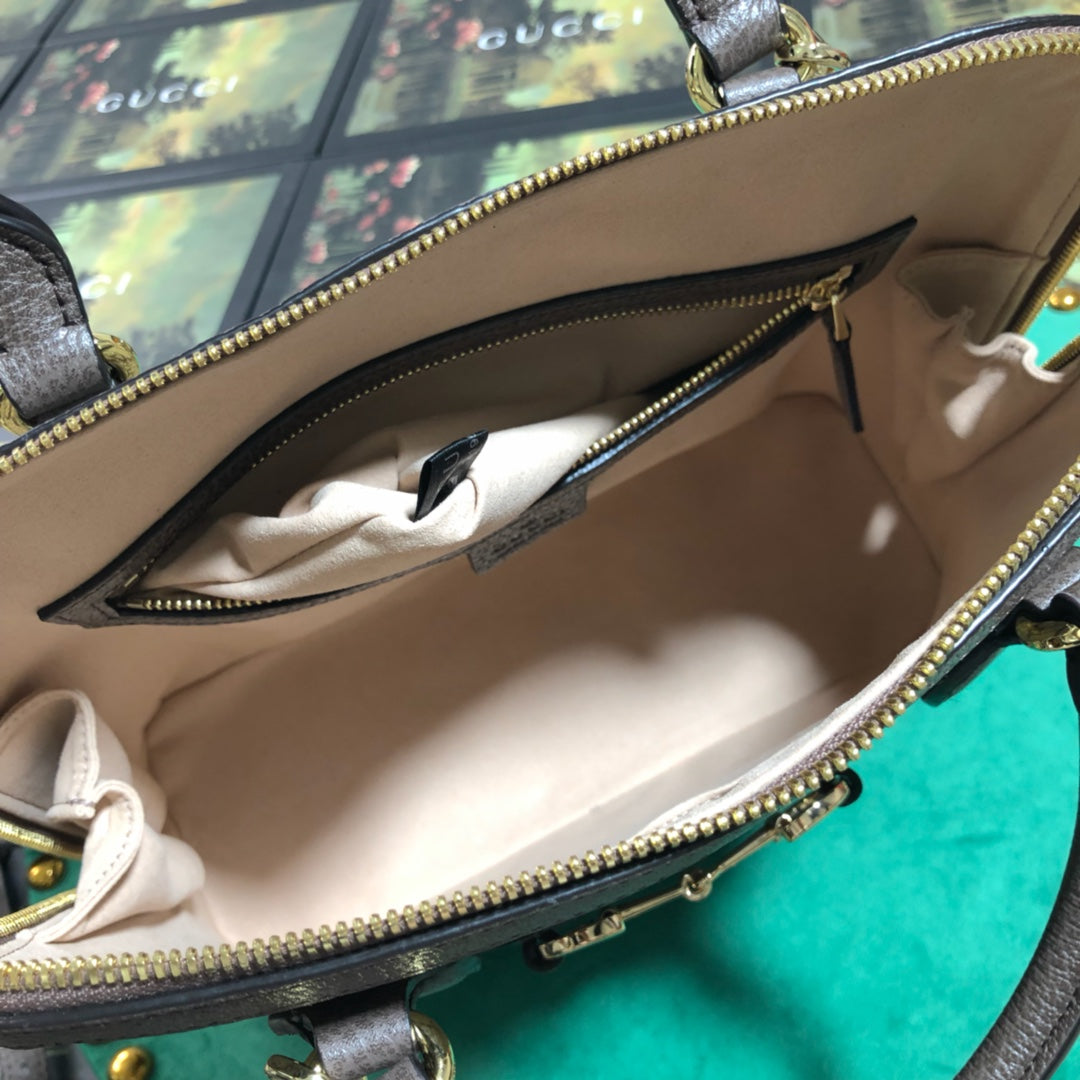 Gucci Horsebit 1955 Small Top Handle Bag GG Supreme Boutique Print Brown