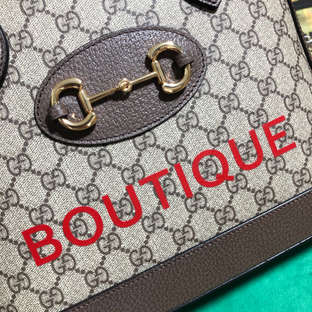 Gucci Horsebit 1955 Small Top Handle Bag GG Supreme Boutique Print Brown