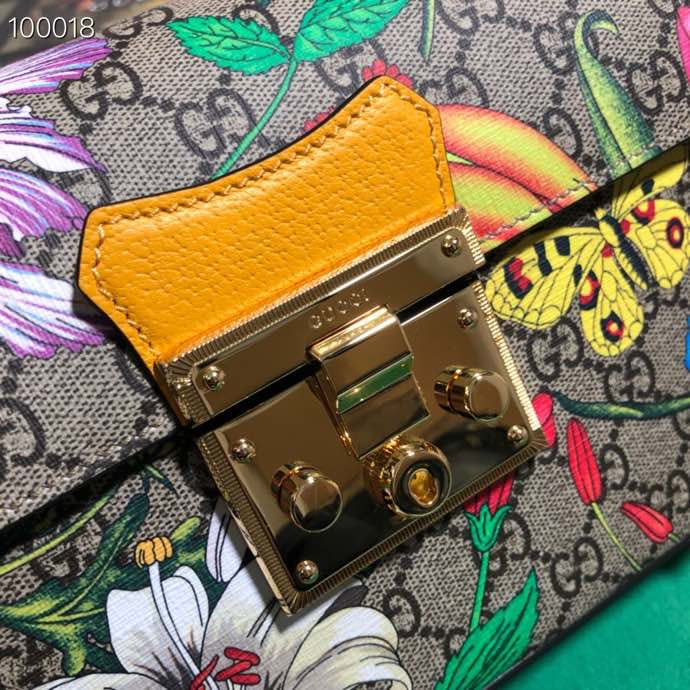 Luxury GG Supreme Floral Canvas Handbag with Bamboo Handle &amp; Padlock