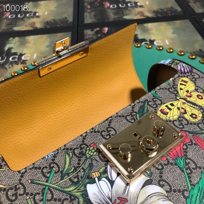 Luxury GG Supreme Floral Canvas Handbag with Bamboo Handle &amp; Padlock
