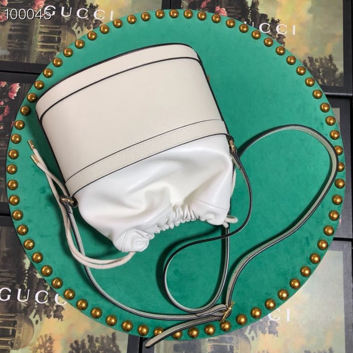 Gucci Horsebit 1955 Small Bucket Bag - White Leather