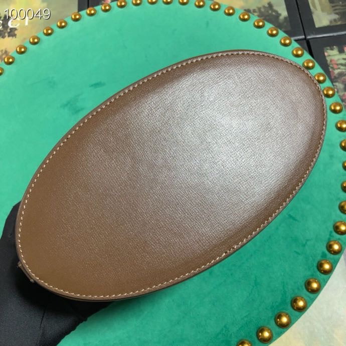Brown Leather Horsebit 1955 Small Bucket Bag with Drawstring Closure
