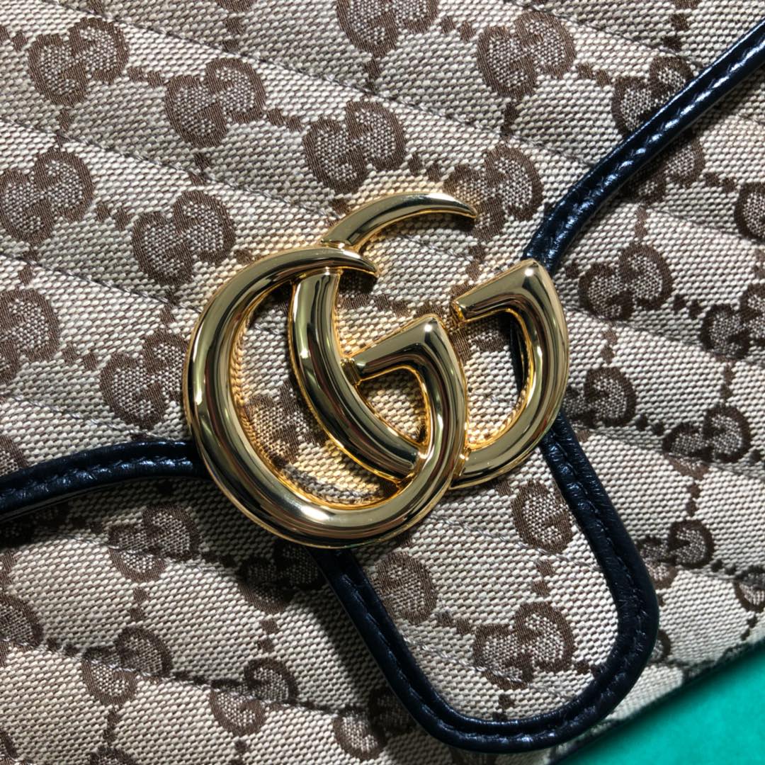 Gucci GG Marmont Small Top Handle Bag GG Supreme Canvas Beige/Ebony