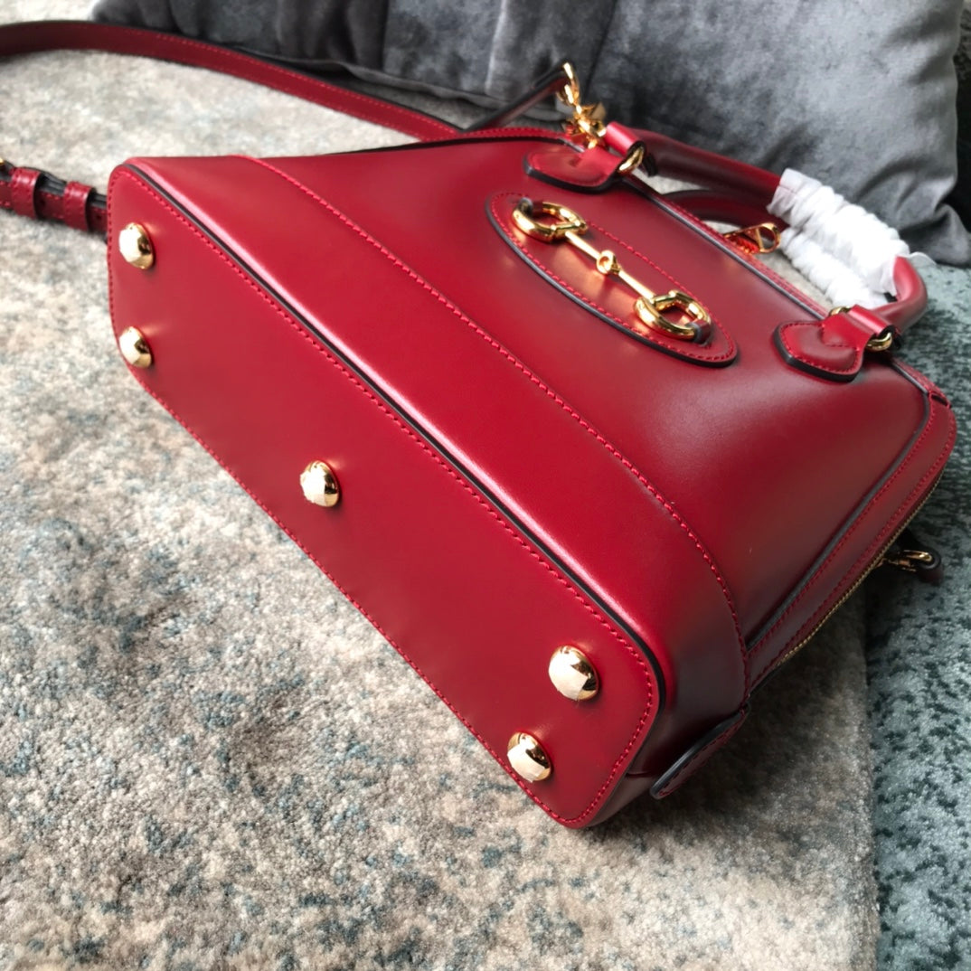 Gucci Horsebit 1955 Small Top Handle Bag in Red Leather