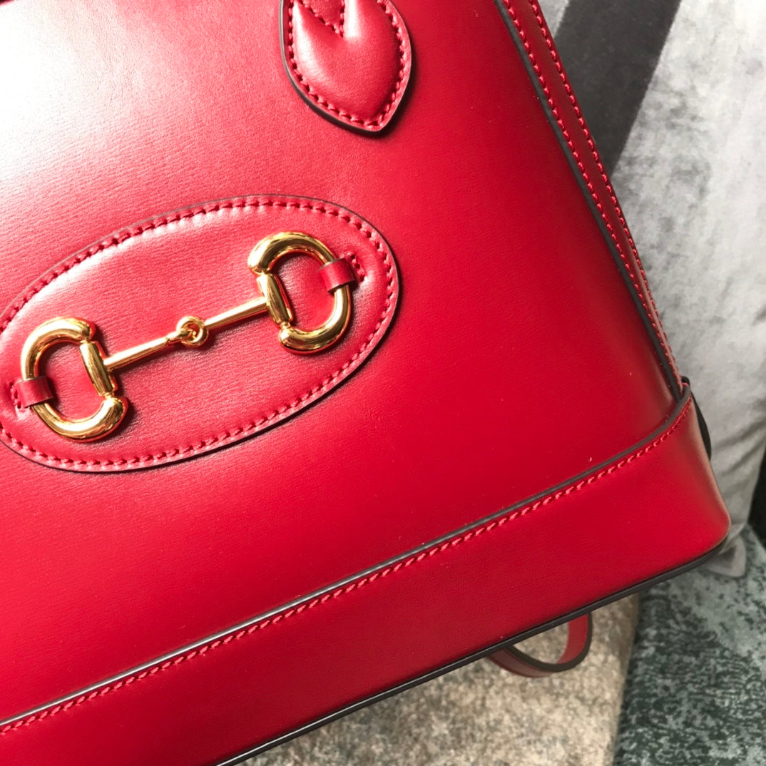 Gucci Horsebit 1955 Small Top Handle Bag in Red Leather