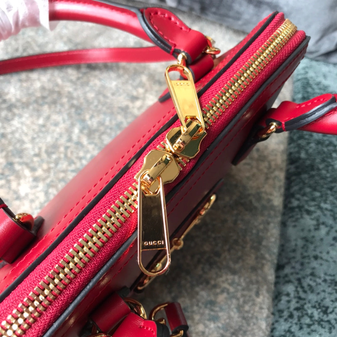 Gucci Horsebit 1955 Small Top Handle Bag in Red Leather