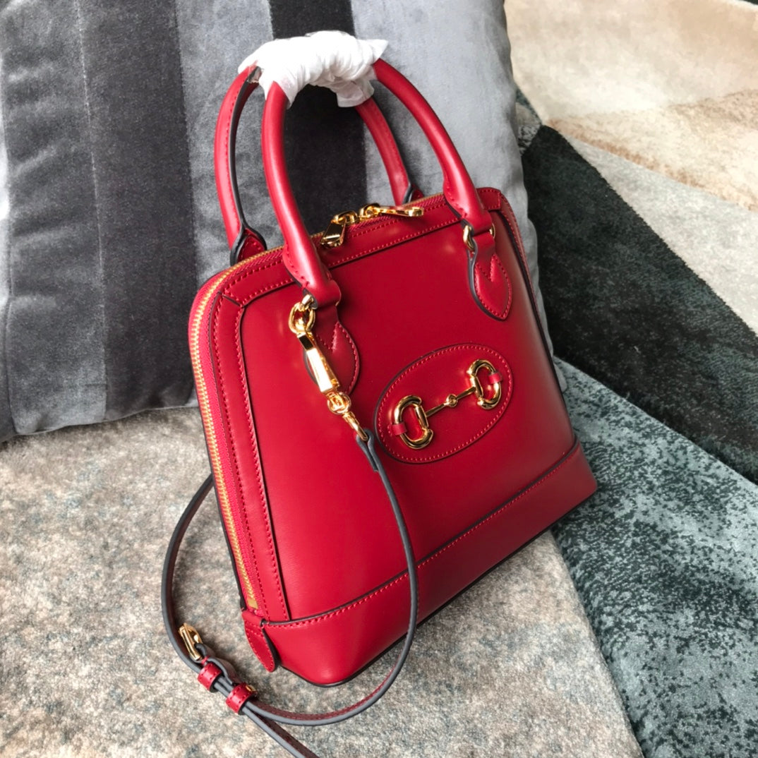 Gucci Horsebit 1955 Small Top Handle Bag in Red Leather