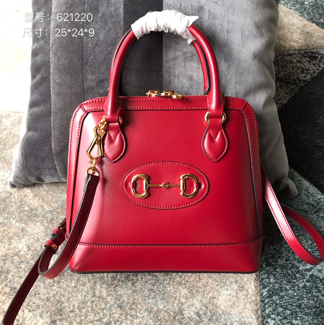 Gucci Horsebit 1955 Small Top Handle Bag in Red Leather