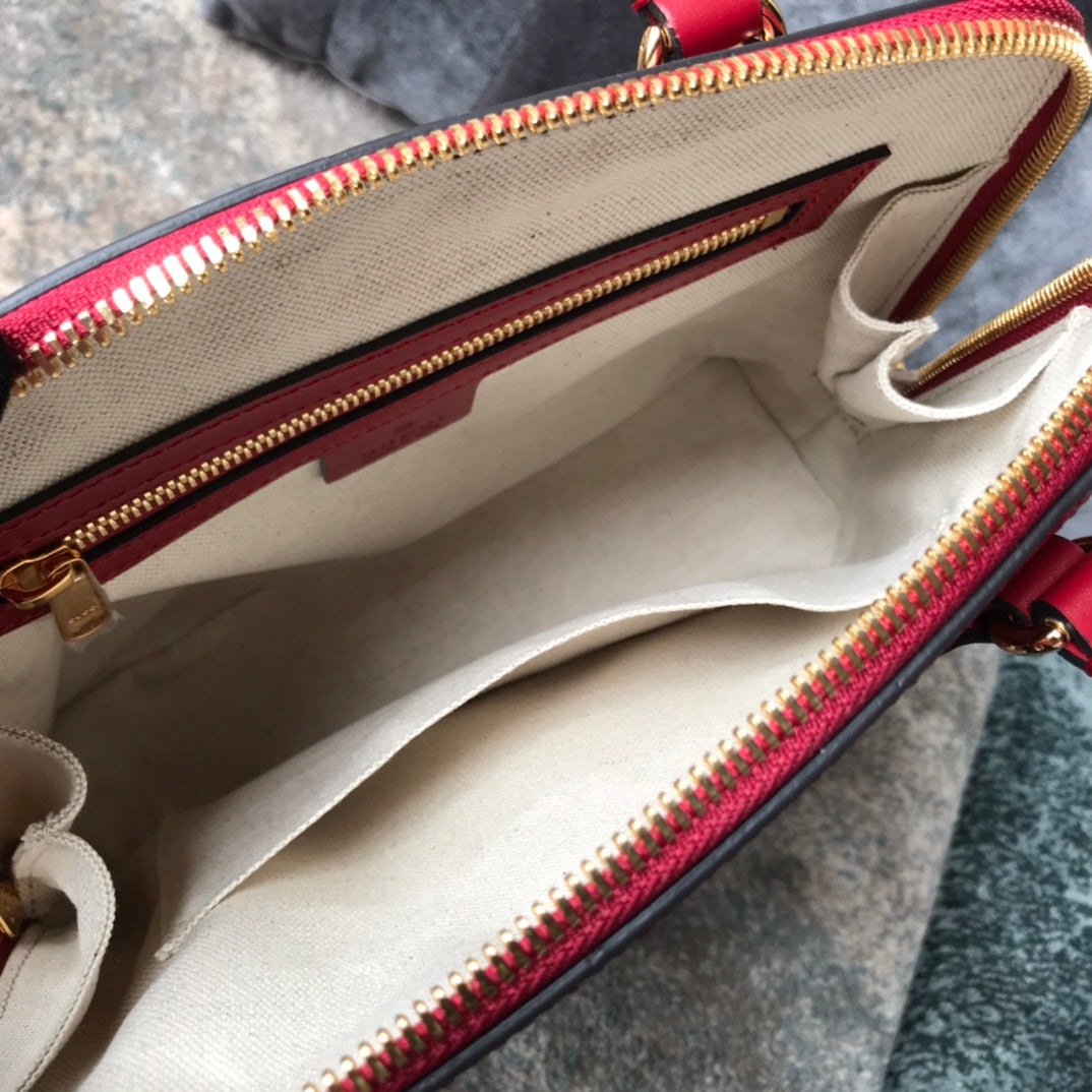 Gucci Horsebit 1955 Small Top Handle Bag in Red Leather