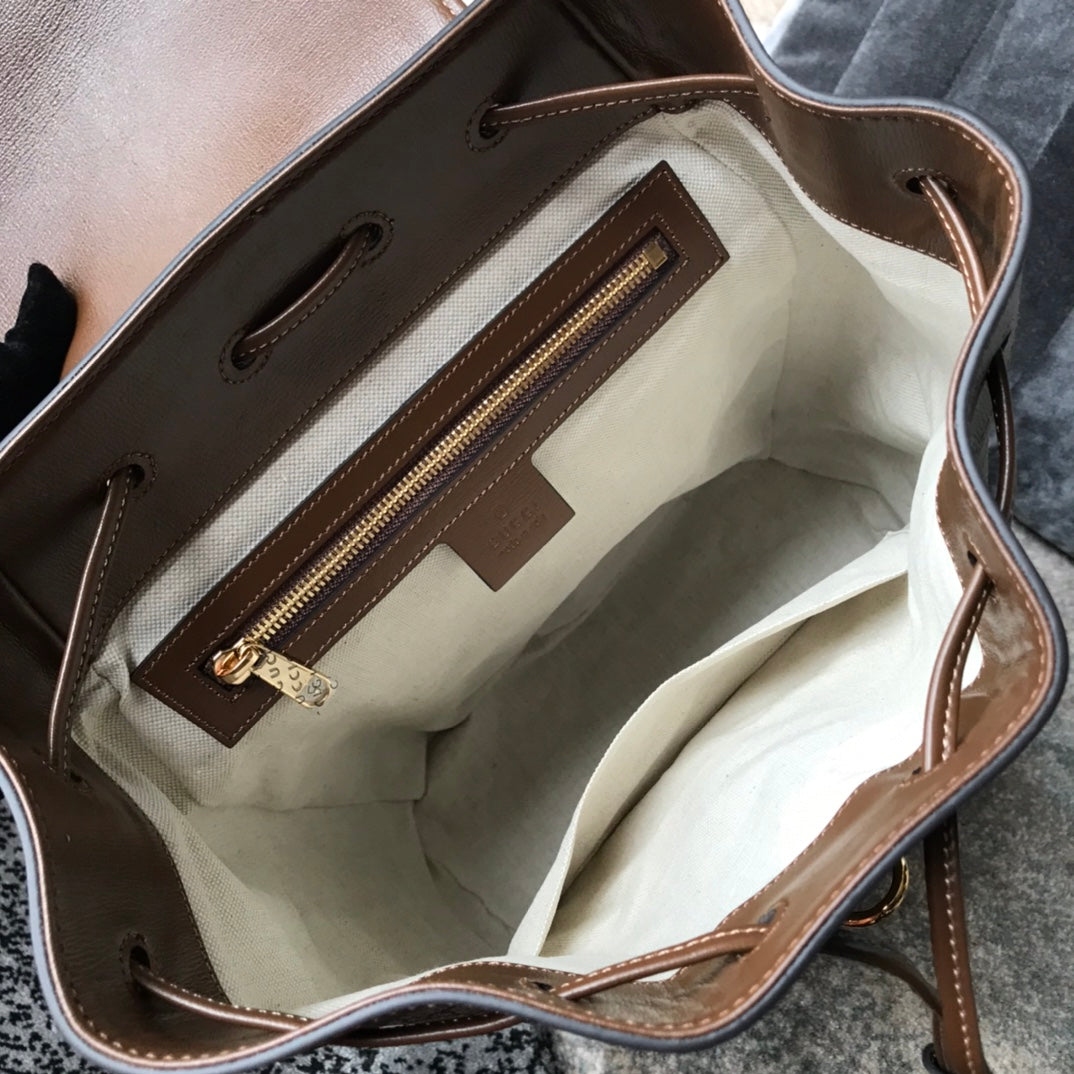 Gucci Horsebit 1955 GG Supreme Canvas Backpack - Brown Leather